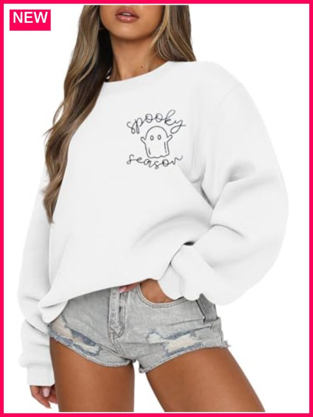 Spooky Season Halloween Graphic Sweatshirt Cotton-Blend Crewneck Pullover